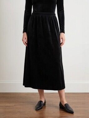 Michael Simon Lite Women's Black Maxi Skirt XL Velour Long Pull On Slit